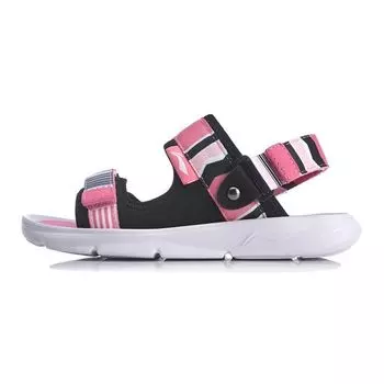 Li Ning Удобные универсальные сандалии с одним ремешком Детские сандалии Черные Розовые YKUQ016-6 34
