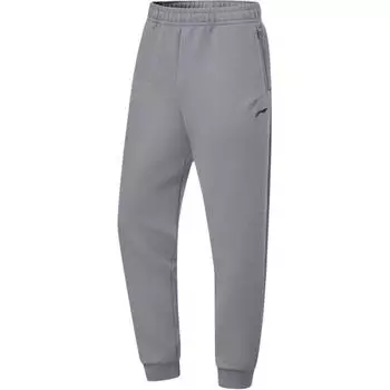 Li-Ning Удобные влагоотводящие дышащие повседневные трикотажные спортивные брюки с манжетами, мужские низы, цвет гравийно-серый AKLTA65-2 2XL