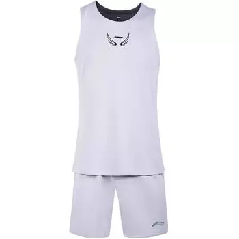 Li-Ning Удобный, быстросохнущий, двусторонний, дышащий баскетбольный костюм с принтом, унисекс, белый, черный YATT173-1 M