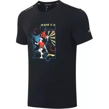 Li Ning Удобный Минималистичный Универсальный Пуловер с Круглым Вырезом Принт Букв Футболка с Коротким Рукавом Мужские Топы Черный AHSSF37-1 M