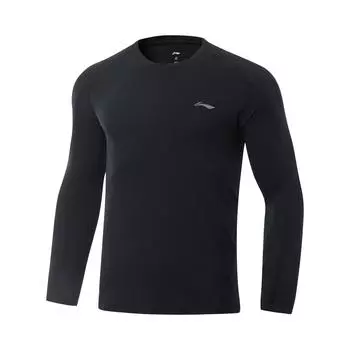 Li Ning Удобный повседневный универсальный спортивный трикотажный топ с длинным рукавом для мужчин, черный AUDV033-1 M