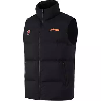 Li Ning удобный повседневный жилет с воротником-стойкой на молнии с буквенным принтом для мужчин, черный AMMU029-1 M