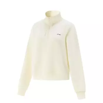 Li Ning Удобный Простой Универсальный Стойка Воротник Свободный Однотонный Со спущенным плечом С длинным рукавом Толстовка Женские топы AWDV510-1 S