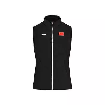Li Ning Удобный теплый жилет на молнии с воротником-стойкой, женские жилеты, черный AMRU052-1 L