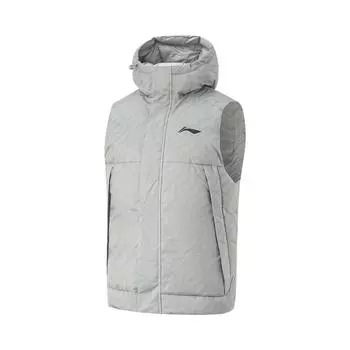 Li Ning Удобный теплый жилет с капюшоном для мужчин, жилеты серого цвета AMRU079-2 3XL