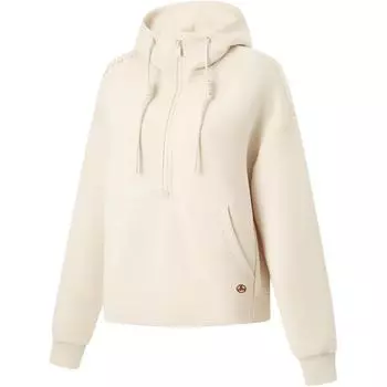 Li Ning Удобный трикотажный топ с капюшоном и длинными рукавами, женские топы Oatmeal AWDU866-3 L