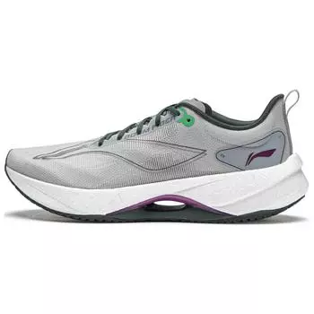 Li-Ning Ультралегкие 21 высокоэластичные амортизирующие легкие амортизирующие дышащие низкие кроссовки для спринта женские кроссовки серо-фиолетовые ARBU002-43 36