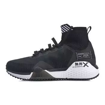Li-Ning Unbounded цельные дышащие высокие спортивные туфли женские кроссовки черные белые AFJP006-1 36