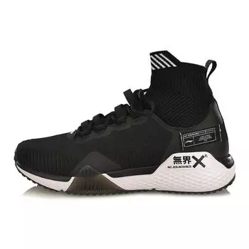 Li-Ning Unbounded цельные трикотажные амортизирующие высокие спортивные туфли мужские кроссовки черные белые AFJP003-2 39