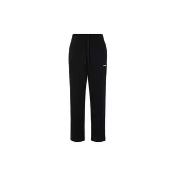 Li-Ning Утолщенные теплые тренировочные удобные прямые трикотажные спортивные брюки мужские низы черного цвета AKLTD89-1 S