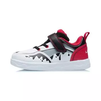 Li Ning Velcro Мягкие Удобные Нескользящие Износостойкие Низкие Детские Кроссовки Для Скейтбординга Детские Кроссовки Для Скейтбординга Черные Красные YKNR112-5 26