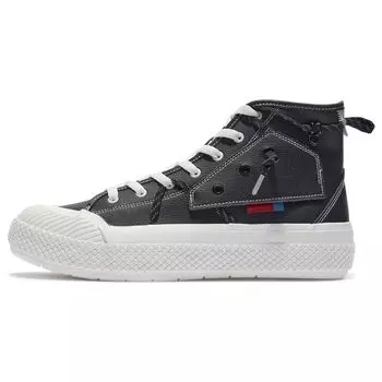 Li-Ning Versatile Casual High-Top Skate Shoes Men Sneakers Black Gray AGCR239-2 42