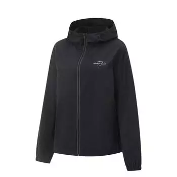 Li Ning Ветровка с капюшоном на молнии Женская верхняя одежда Черный AFDV448-2 XS