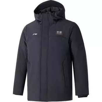Li-Ning Ветрозащитная теплая спортивная куртка-пуховик для мужчин, верхняя одежда, черный цвет AYMU639-4 M