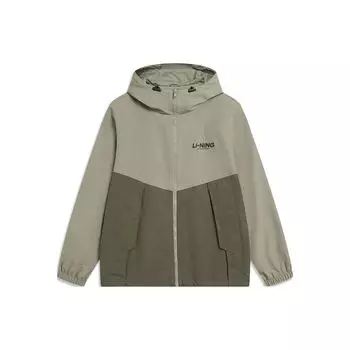 Li-Ning Ветрозащитная водоотталкивающая спортивная куртка с капюшоном и логотипом, мужские куртки Lantau-Green AFDT833-4 XL