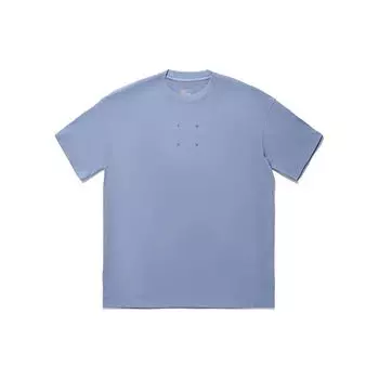 Li Ning Vital Series Однотонная Свободная Повседневная Футболка с Коротким Рукавом Унисекс Топы Приглушенный Серо-Голубой AHSTB11-3 M