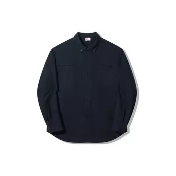 Li Ning Vital Series однотонная свободная повседневная рубашка с длинным рукавом рубашки унисекс угольно-черного цвета AFDT755-1 L