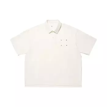 Li Ning Vital Series однотонная свободная повседневная рубашка поло с коротким рукавом унисекс рубашки поло цвета слоновой кости APLU035-3 M