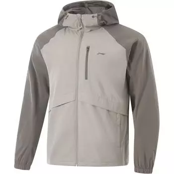 Li-Ning Водонепроницаемая флисовая подкладка с салатовым краем, теплая, удобная, повседневная, свободная, с капюшоном и застежкой-молнией, мужская куртка AFDU937-6 L
