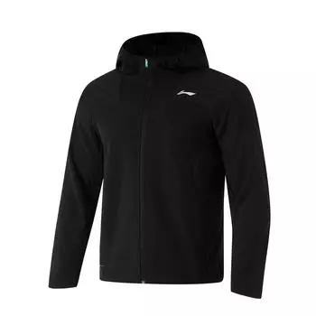 Li-Ning Водонепроницаемая куртка Softshell с капюшоном и логотипом, мужские куртки, черная AFDU349-1 XL