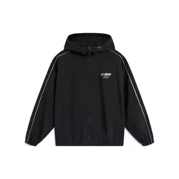 Li-Ning Водонепроницаемая, устойчивая к ультрафиолетовому излучению, для занятий спортом на открытом воздухе, свободная, удобная, универсальная, весенняя ветровка унисекс, верхняя одежда, черный цвет AFDU695-1 L