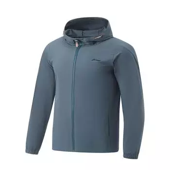 Li-Ning Водонепроницаемая ветровка с капюшоном, мужская верхняя одежда, темно-синяя, AFDU151-4 3XL