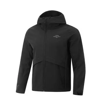 Li-Ning Водонепроницаемая ветрозащитная флисовая подкладка с подкладкой из салатового края, теплая, универсальная, для активного отдыха, куртка унисекс, черная AFDU939-2 M
