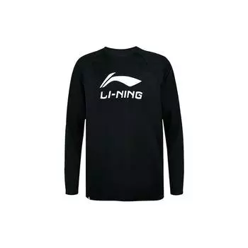 Li-Ning Впитывающая влагу спортивная футболка с круглым вырезом и длинными рукавами, мужские топы, черный ATLR071-5 L