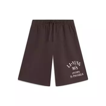 Li-Ning Выходные молодежные свободные шорты со шнуровкой и принтом в виде букв, мужские шорты темно-коричневого цвета AKSU625-3 S
