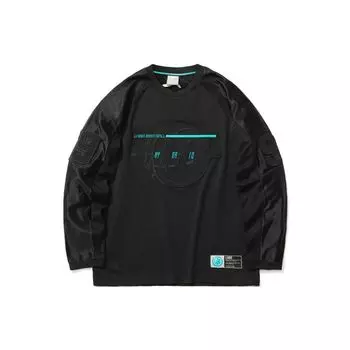 Li-Ning Вышитая сетчатая баскетбольная футболка с длинным рукавом для мужчин, черная ATLR005-1 L