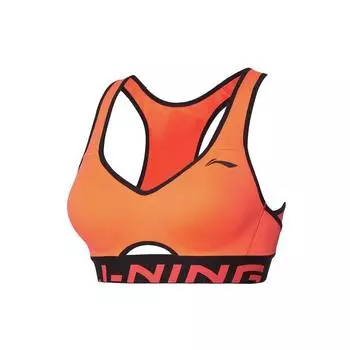 Li Ning Высокая поддержка Буквенный Принт Бег Спортивный Бюстгальтер Женское Нижнее Белье Флуоресцентно-Розовый AUBQ092-2 S