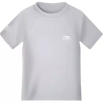 Li Ning Высокоэластичный Ледяной На ощупь Дышащий Быстросохнущий Простой Мужской Купальник с Коротким Рукавом Мужской купальник Синий Серый LNYV834-2 L