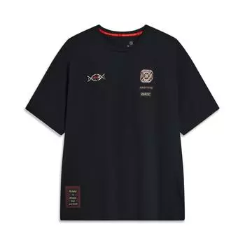 Li-Ning Wade Hall Of Fame Series Свободная футболка с круглым вырезом Топы унисекс Черный AHST919-1 S