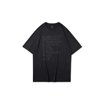 Li-Ning Wade Series Алфавитный принт с круглым вырезом и короткими рукавами, мужские топы, черный ATSQ089-1 L