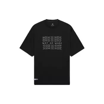 Li-Ning Футболка унисекс с круглым вырезом и принтом алфавита и логотипа серии Wade, черная, AHSS431-1 M