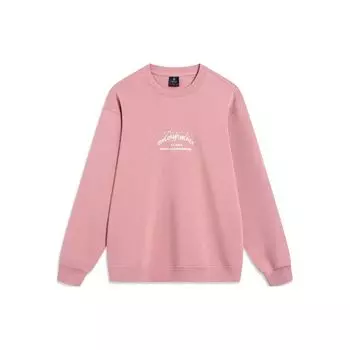 Li-Ning Wade Series Back Duckbill Cap Letter Print Pullover Long Sleeve Sweatshirt Men sweatshirt Sumei-Pink AWDT493-7 M