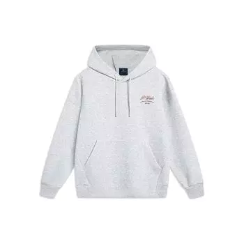 Li-Ning Wade Series Back Duckbill Cap Letter Print Loose Hoodie Мужские толстовки Flower-Gray Chuan-Stone-Gray AWDT497-3 S
