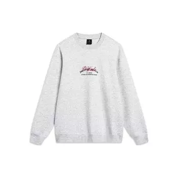Li-Ning Wade Series Back Duckbill Cap Letter Print Round Neck Pullover Sweatshirt Men sweatshirt Flower-Gray Chuan-Stone-Gray AWDT493-3 S