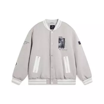 Li Ning Wade Series Color Block Warm Loose Jacket Men Jacket Flower-Gray River-Stone-Gray AJMT105-1 XL