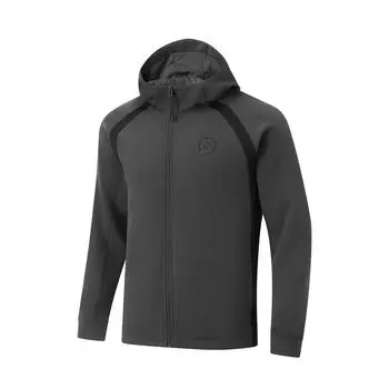 Li-Ning Wade Series Color Block Zipper Hooded Comfortable Breathable Versatile Casual Sweatshirt Men sweatshirt Dark-Gray AWDU299-1 L