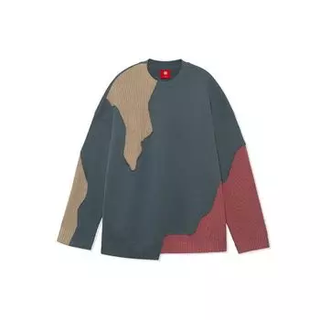 Li Ning Wade Series Destruction Лоскутный Цветной Блок Свободного Кроя Свитшот с Круглым Вырезом Мужской свитшот Темно-Серый AWDR737-2 XS