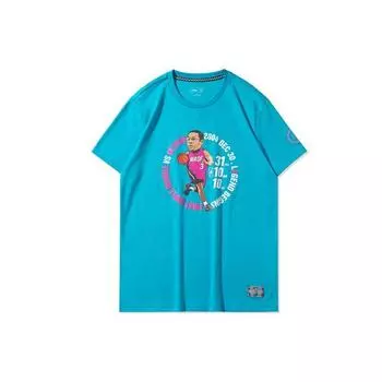 Li-Ning Wade Series Футболка с круглым вырезом и короткими рукавами с принтом, мужские топы, синяя AHSQ475-4 M