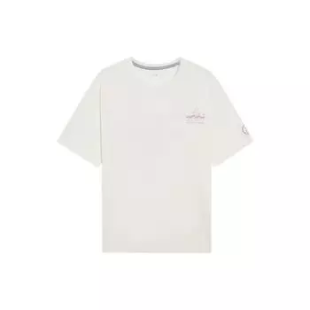 Li-Ning Футболка Wade Series Ice-Cool Loose с коротким рукавом, принтом в виде буквы на спине и заниженной линией плеч, унисекс, молочно-белый цвет AHSS783-4