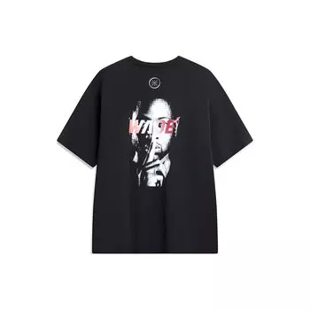 Li-Ning Wade Series Letter Character Pattern Printed Round Neck Short Sleeve Raglan T-Shirt Men Tops Black AHSU003-4 S