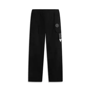 Li Ning Wade Series Letter Mid Waist Удобные дышащие универсальные прямые повседневные брюки мужские низы черного цвета AKXU661-1 L