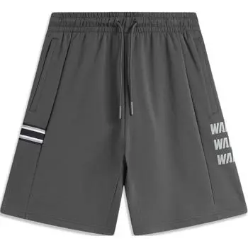 Li Ning Wade Series Letter Mid Waist Drawstring Удобные дышащие универсальные повседневные шорты Мужские шорты Серо-серого цвета AKSU133-7 M