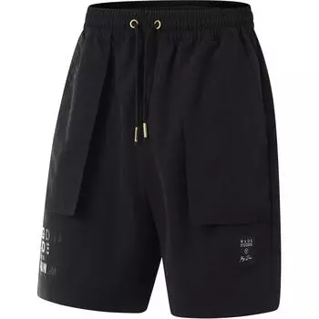 Li Ning Wade Series Letter Mid Waist Drawstring Удобные дышащие универсальные повседневные шорты мужские шорты черные AKSU987-1 L