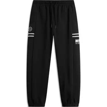 Li Ning Wade Series Letter Mid Waist Удобные дышащие универсальные трикотажные спортивные брюки с манжетами Мужские брюки черного цвета AKLU211-1 M