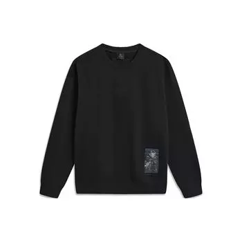 Li-Ning Флисовый теплый свободный свитер с принтом букв серии Wade, толстовка унисекс, черная AWDT931-6 XL