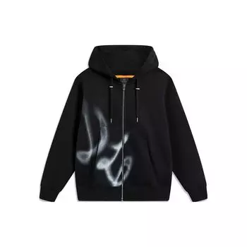 Li-Ning Wade Series Letter Print Флисовая теплая свободная толстовка с капюшоном Мужские толстовки с капюшоном черного цвета AWDTD21-4 L